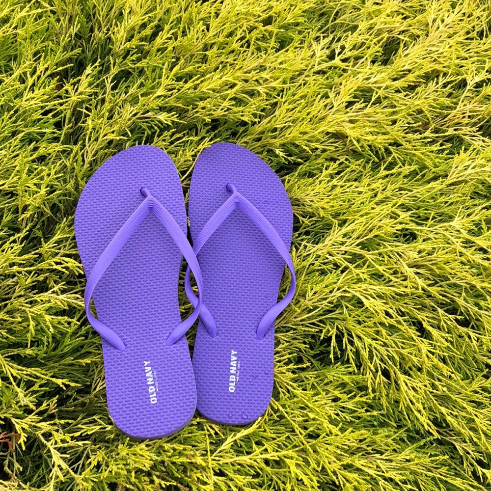 Purple flip flops